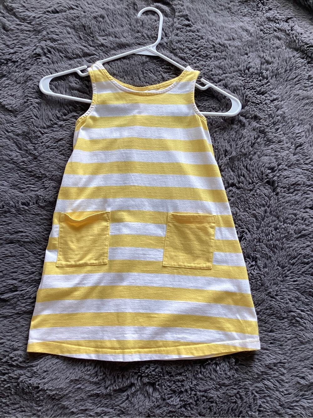 Hanna Andersson Girls Striped Sleeveless Dress Summer Yellow White Size 110/5T